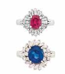 $10,000-15,000 309 White Gold, Ruby and Diamond Ring 18 kt., one sugarloaf cabochon ruby ap 4.14 cts., round diamonds ap. 1.30 cts., ap. 5 dwts. Size 7. With GRS report no.