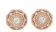 46 Pair of Rose Gold, Freshwater ultured Pearl, Amethyst and Rhodolite Garnet Pendant-Earrings 18 kt., 2 pink pearls ap. 14.8 & 14.6 mm.
