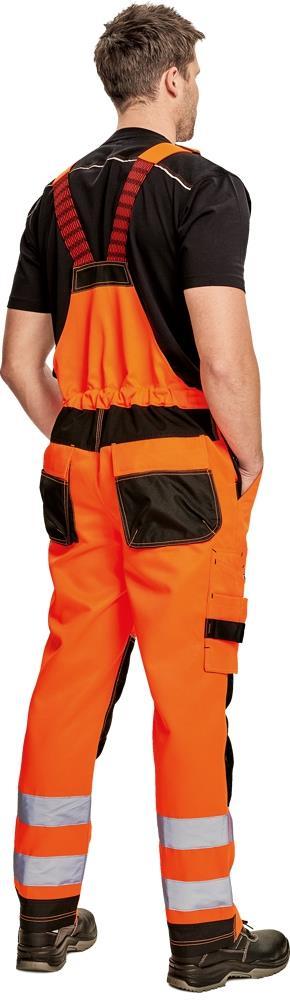 Bib & Brace KNOXFIELD HI-VIS CERVA Made of 80% polyester and 20% cotton. Quality 290 gr/m². Hi-Vis fabric and reflective stripes in the bottom of the legs.