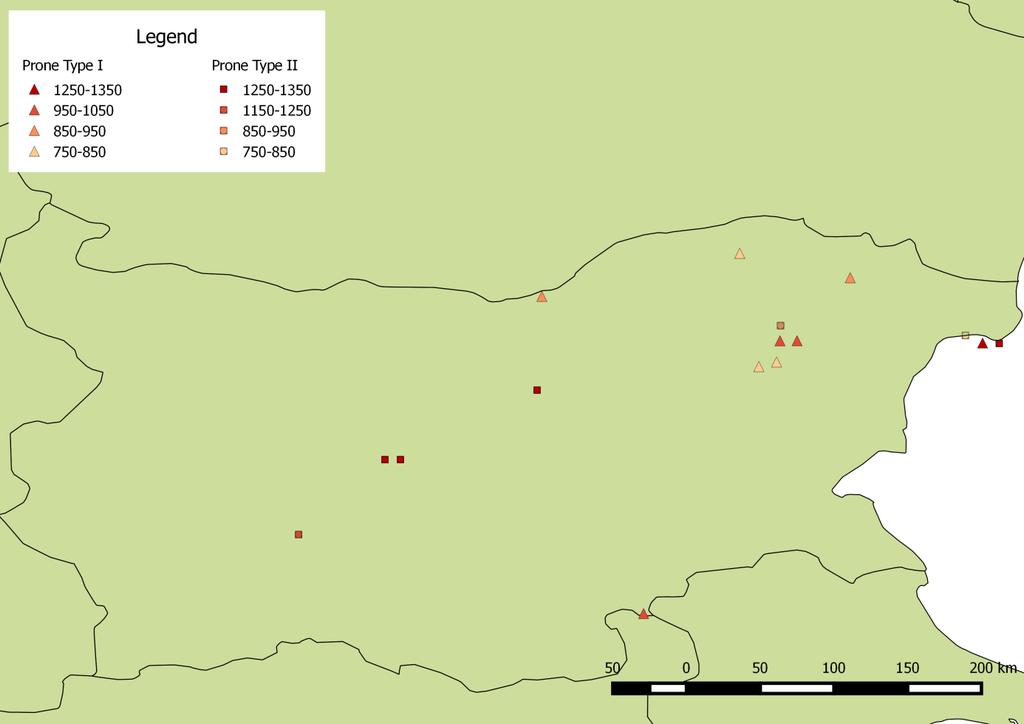 Fig. 1 Prone burials from medieval sites in Bulgaria 2.3. Grave structure and orientation The preferred grave structure is quite consistent and generally standard.