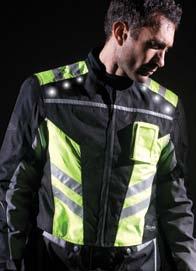 Premier all season touring jacket / Integrated wearable LED light technology chest and back / Fully controllable light functions / Rechargeable lightweight battery included / 5 hour single charge