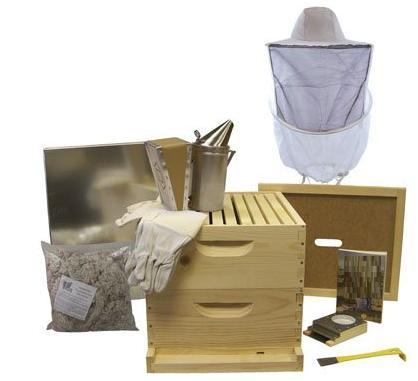 BEE HIVE STARTER KIT BEE HIVE STARTER KIT INCLUDED:- 10-frame 6-5/8 inch wooden supers, 20 6 1/4 inch grooved top bar frames, 20 Sheets plastic based foundation, One Bottom board, One Telescoping