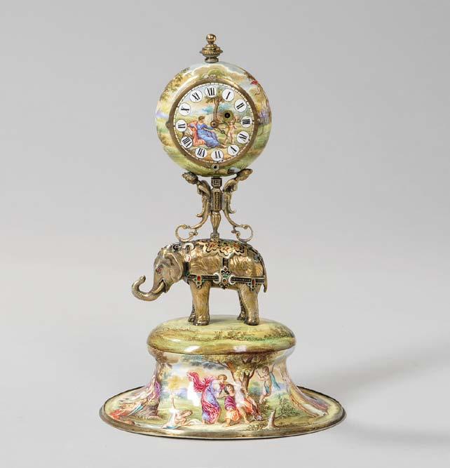 Upcoming Auction Viennese Silver-gilt and Enamel Clock, sold for $5,000 European Furniture & Decorative Arts featuring Fine Silver & Ceramics April