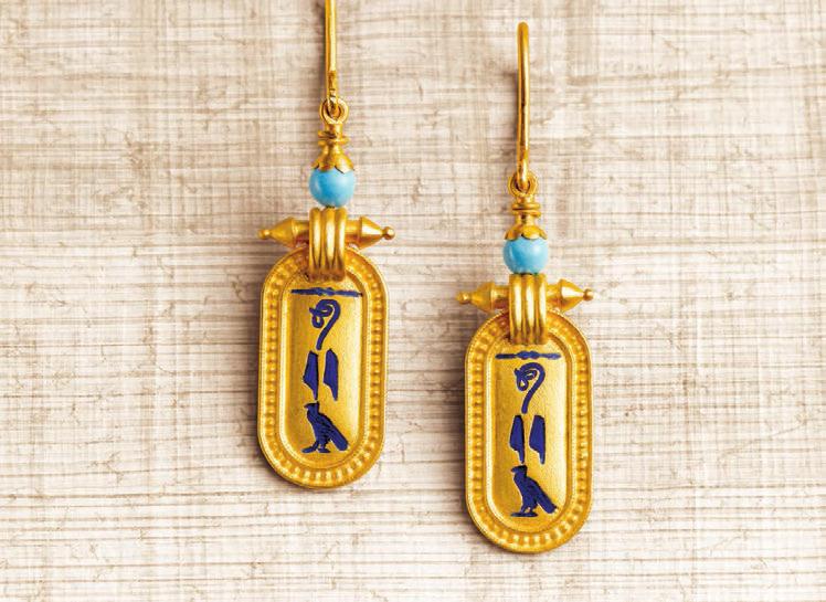 Gold amulets with subtle hints of colour, glorify the