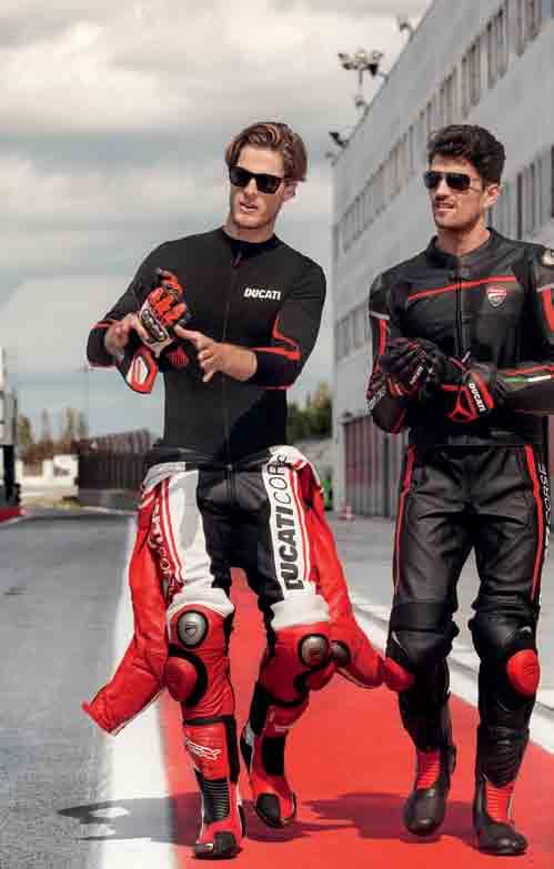 One-piece leather suit 9810211_ perforated Performance 14 Seamless undersuit 98102604_ Leather gloves 98102190_ Ducati Corse 13 Racing boots 9810202_ Garage rock