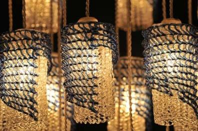 THE WOVEN GLASS LIGHTING COLLECTION IS HAND WOVEN IN A DETAILED DESIGN OF ART GLASS THAT CREATES A UNIQUE TEXTURE OF GLASS WHICH ILLUMINATE THE SPACE WITH A BEAUTIFUL