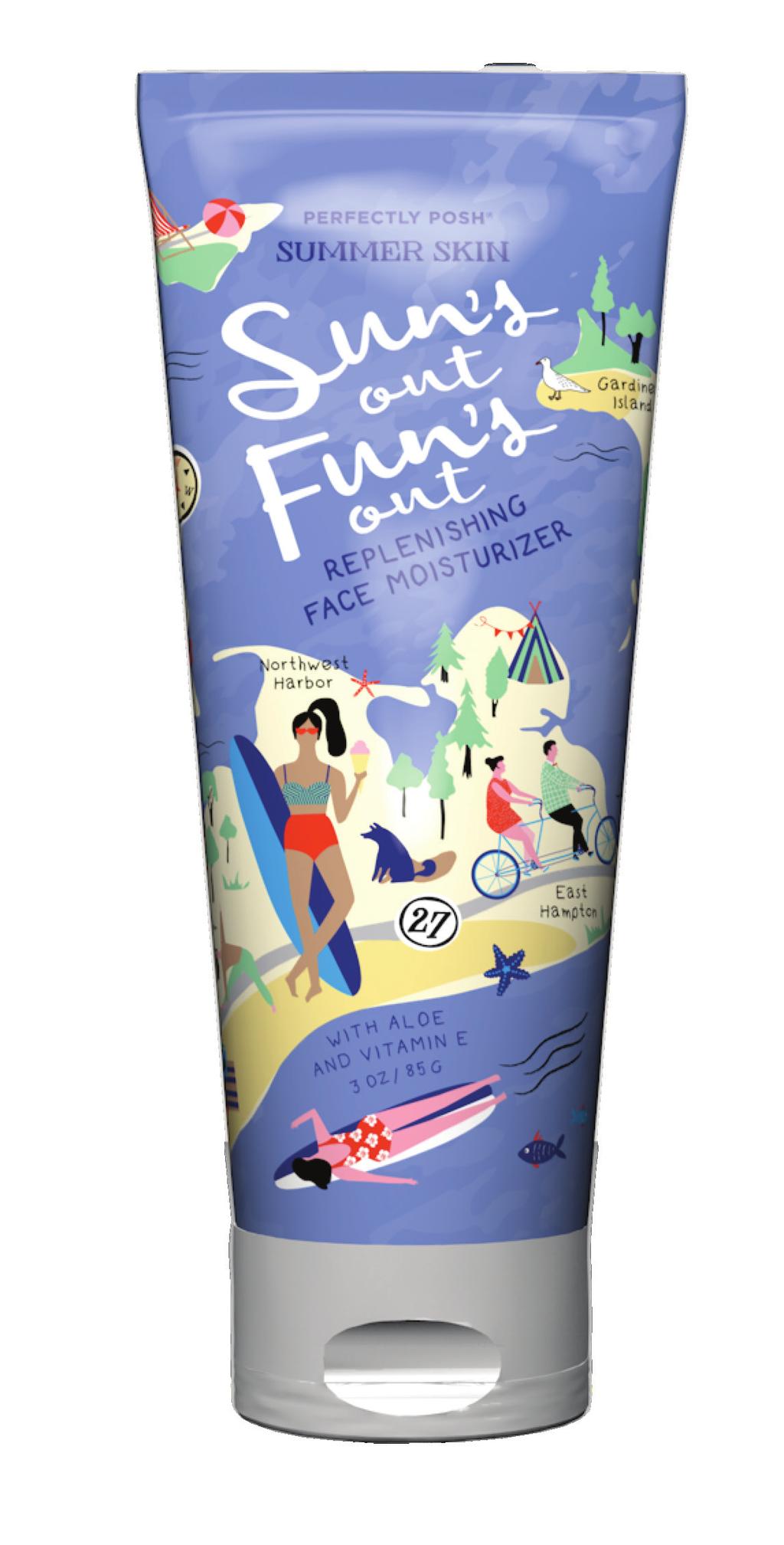 Cool off with Sun's Out, Fun's Out Replenishing Face Moisturizer.
