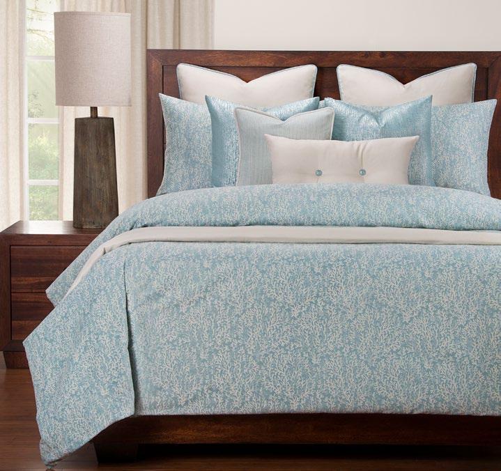 with piping, Everlast Cream 2 20 pillows, Sparkly Aqua 1 bed scarf,