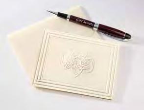 Makes a wonderful keepsake and perfect for framing. Polyester. 7¼ x 8½. 31006. $34.00. l Girl Scout Embossed Notecard Set.