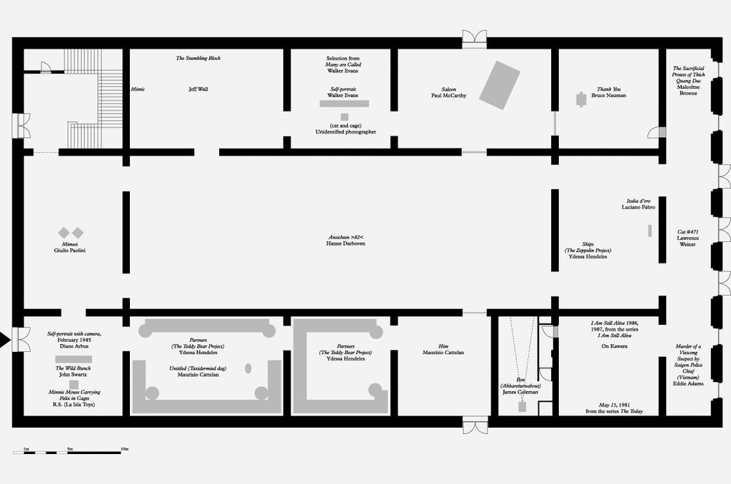 Floor plan of the exhibition Partners at the Haus der Kunst in Munich. The response of an object to contact sufficient to lead to a change in inherent quality (vis inertiae).