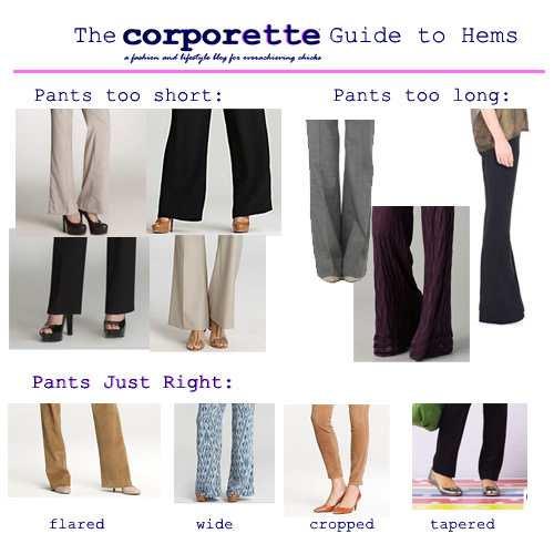 pumps, and then switch into the prettier ones at work. (Check out our guide to hem lengths for thoughts on which lengths look best with what kind of shoes.