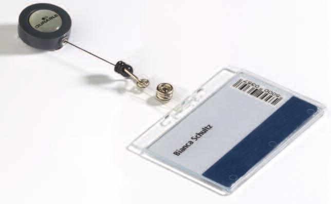 NAME BADGE WITH BADGE REEL With thumb slot for easy removal and