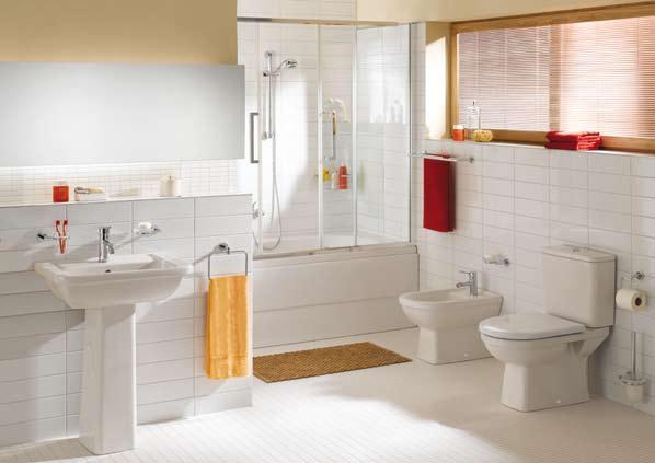 1 Form 300 wall-hung WC pan, Minimax accessories 2 Form 300 cloak-room washbasin, Minimax basin