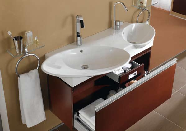 1 Espace double bowl washbasin and wasbasin unit Diagon basin mixer and accessories 2 Espace basin trolley 3 Espace tall unit with fridge 4