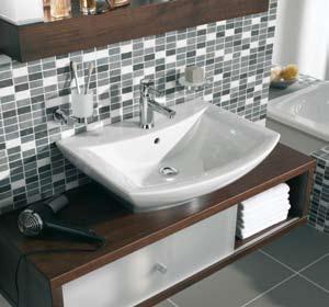 Nuova Nuova offers multiple-sized washbasins and bathroom furniture easily adaptable to all