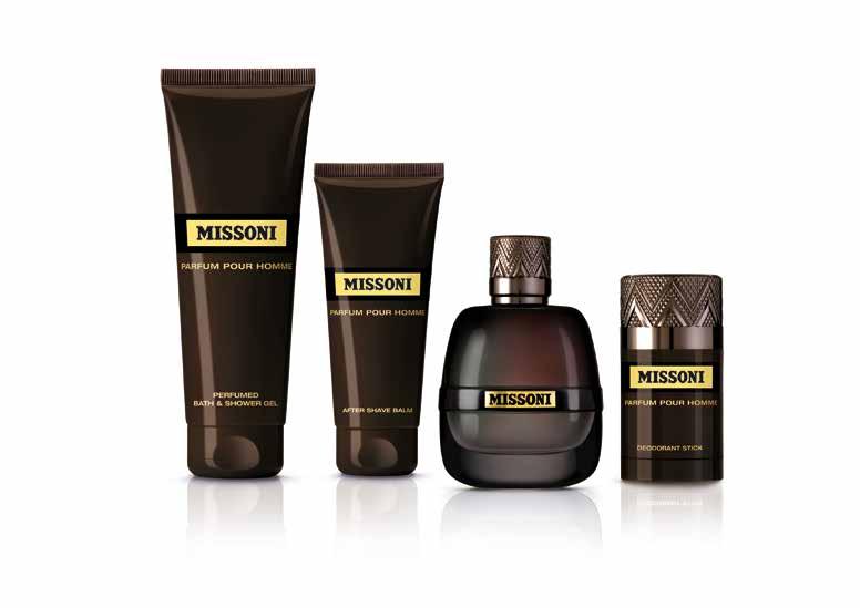THE BATH & BODY LINE Missoni Parfum pour Homme is complemented with an exclusive bath & body line that consists of After Shave Lotion, After Shave Balm, Perfumed Deodorant,