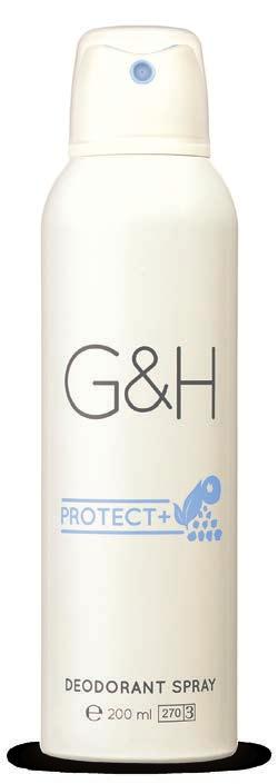 7 HELPS YOU FEEL FRESH AND CONFIDENT ALL DAY E // G&H PROTECT+ Deodorant Spray An alcohol-free aerosol deodorant suitable even for extra sensitive skin.