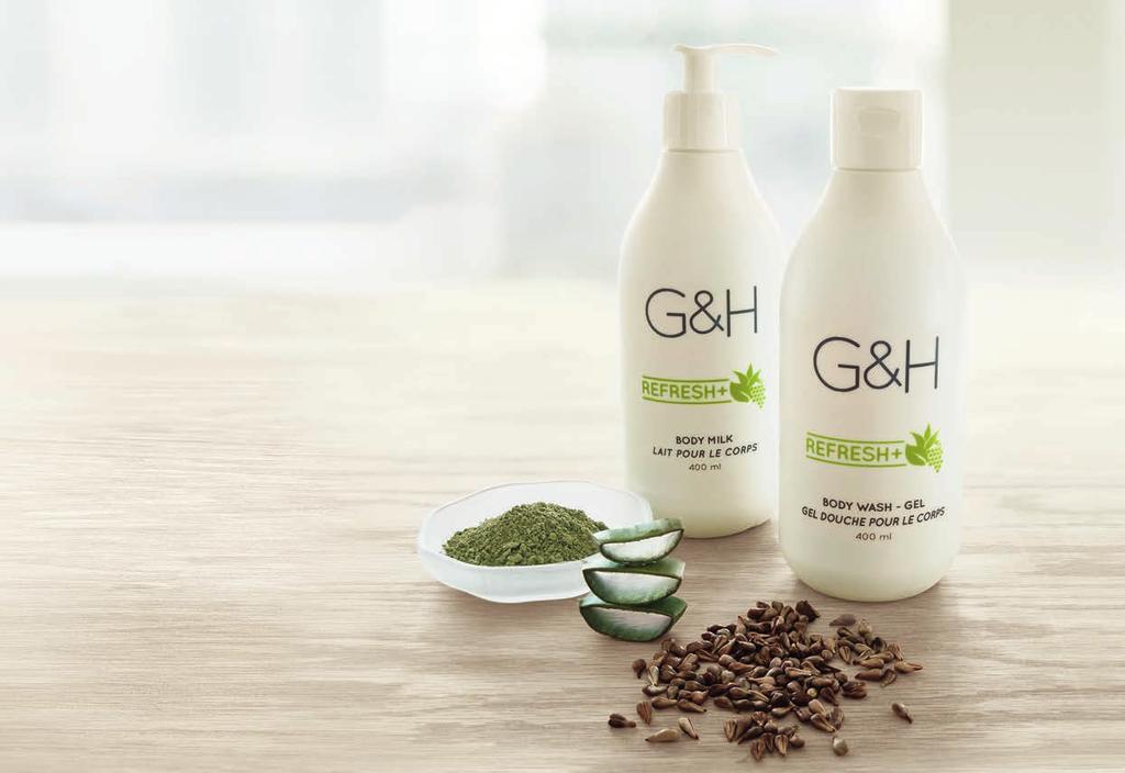 // C // A ULTRA-LIGHT FORMULA AND A UNISEX SCENT A // G&H REFRESH+ Body Wash - Gel This lightly pearlised, semi-translucent wash-gel has a scent that appeals to both men and women.
