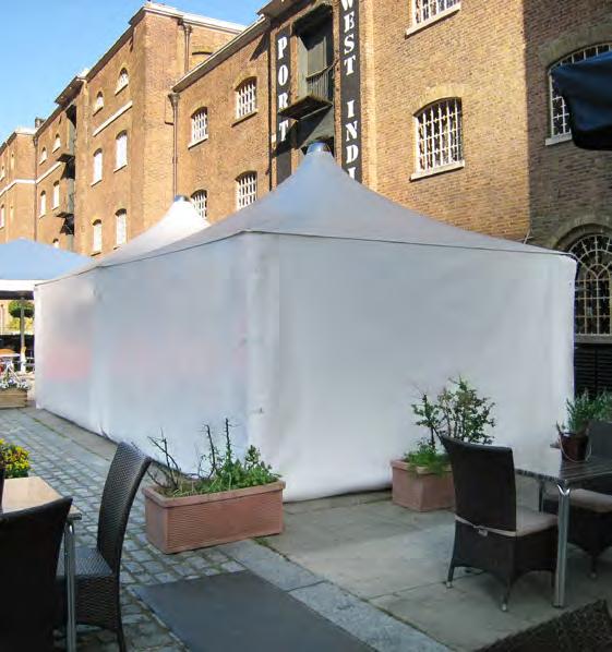 Sidesheets Full or partial enclosure options provide optimum shelter from the elements. Roll-up, pole-suspended side sheets, available with zips for ease of use.