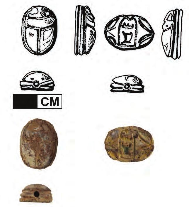 Chapter 11: The Iron Age Egyptian Amulet Assemblage 755 center of the plinth are five almost undecipherable hieroglyphs in a row.