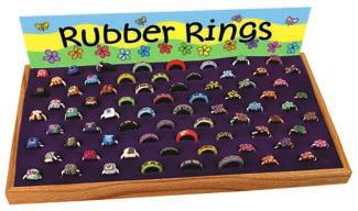 76) FREE display with purchase of 144 bands Rubber Ring Bands, assorted designs Assorted sizes, 72 per package RF103....... 33 ea. ($23.