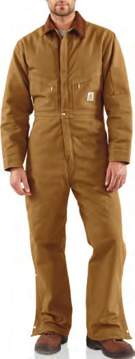 zippers with protective wind flaps Main seams are triple-stitched for durability R03BRN X01BRN X01BRN Duck Arctic Coverall, Quilt Lined, Brown, Regular.............127.