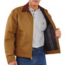 sleeves Corduroy top collar with under-collar snaps to attach an optional hood Welt pocket inside; two large front pockets and a zippered left-chest pocket outside Waist and cuffs are snap adjustable