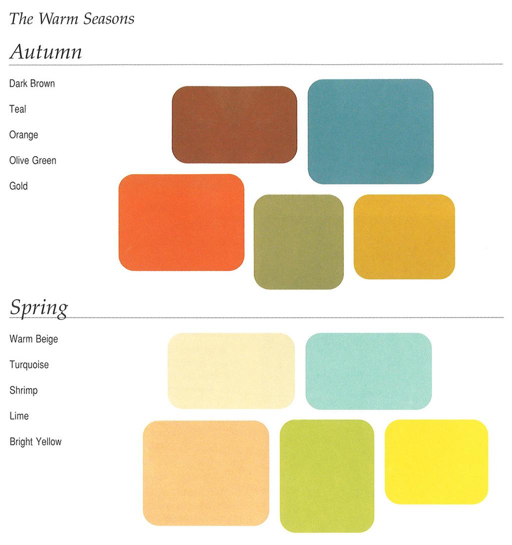Colors are divided into four categories that correspond with the four seasons.