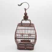 Acquired in Hong Kong in the 1980s. 3197 A Square Traveling Bamboo Cage 19th/ Height: 12 1/8 inches (30.