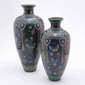Woodcuts Mounted 3007 A Pair of Ginbari Jippo Cloisonné Enamel Vases