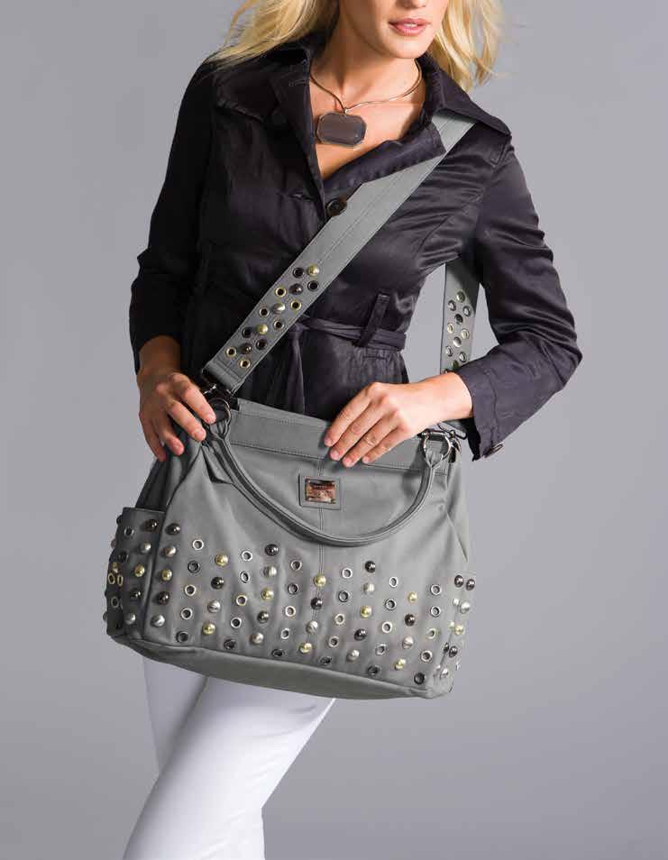 MARSEILLE - PRIMA Soft faux leather in a cool shade of light grey is accented by oversized stud