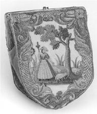 Late 1600s, Netherlands, belt bag made of velvet with copper frame 4.
