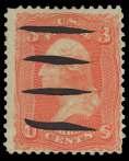 U.S. 19TH CENTURY STAMPS: 1861-1867 Issues 1867 Grilled Issues 997 3 scar let (74), extraordinary GEM quality exam ple of this rar ity, with ab so lutely gor geous bril liant fresh color amd ex