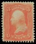 Estimate $400-600 998 3 scar let (74), exceptional example of this rare stamp, with breath tak ing rich color and sharp clear im pres - sion, a very choice stamp which still re tains it's full orig i