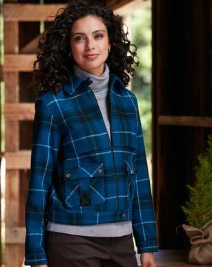 S - XL Crop Zip Wool Plaid Jacket