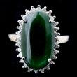 As of: 2/10/2014 Page: 25 297 298 299 300 Jade, Diamond, 14k White Gold Ring. Centering one oval jadeite cabochon measuring approximately 16.56 x 9.47 x 2.
