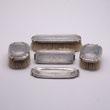 Miscellaneous Sterling Dresser Items: a hand mirror {length 8 3/4 inches}; a small cylindrical scent
