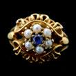 As of: 2/10/2014 Page: 41 498 Sapphire, Cultured Pearl, 18k Yellow Gold Ring.