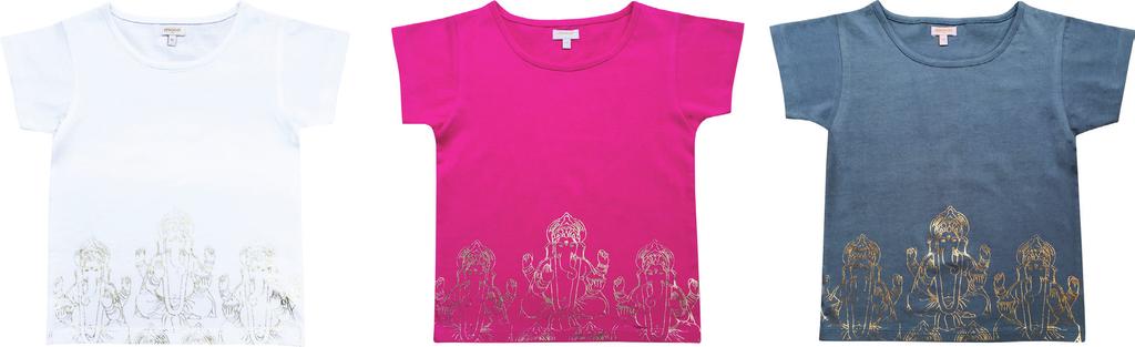 T-SHIRT GANESH T-shirt à manches courtes et Ganesh imprimé. Short sleeved t-shirt with a printed Ganesh.