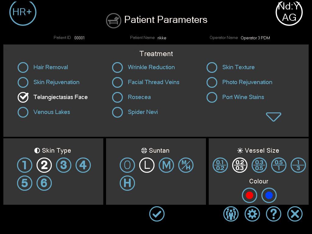 Ellipse Plus Range Operator s Manual Treatment Scenarios 2.16 Treatment of a Patient (Telangiectasias and Reticular Vessels - Nd:YAG) For treatment of leg vessels use the ND:YAG.