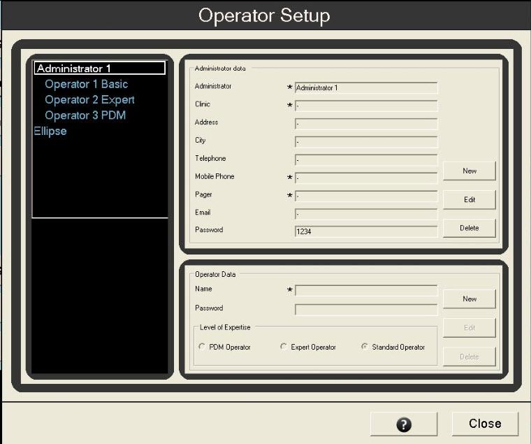 Ellipse Plus Range Operator s Manual Treatment Scenarios Operator Setup Note you must be logged in as an administrator in order to add, delete or edit operators.
