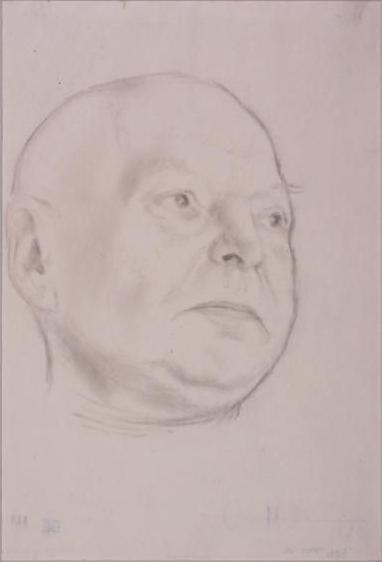 Fig. 8 Marian Ruzamski, Portrait of Xawery Dunikowski, Pencil, paper, 29 x 19,7
