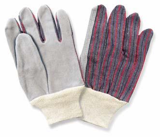 CHORE GLOVES LEATHER KNIT WRIST ITEM #: 607 Shoulder leather palm and fingers Canvas back White