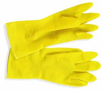 18 mil yellow Latex 12 length Embossed grip Floss lined Rolled cuff Sold per pair / Individually