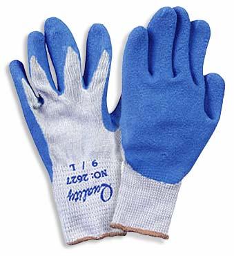 BLUE LATEX COATED WORK GLOVES These are a generic version of the popular Atlas brand work gloves that are used everywhere for handling oily and greasy parts.