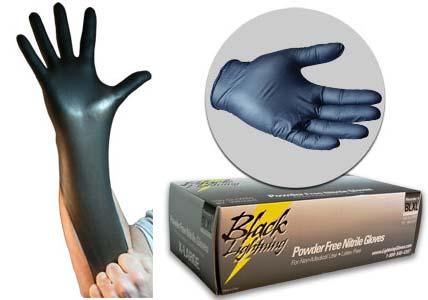 BLACK LIGHTNING NITRILE GLOVES Black Lightning nitrile gloves are stronger, thicker and resist chemicals better than other gloves in their class.