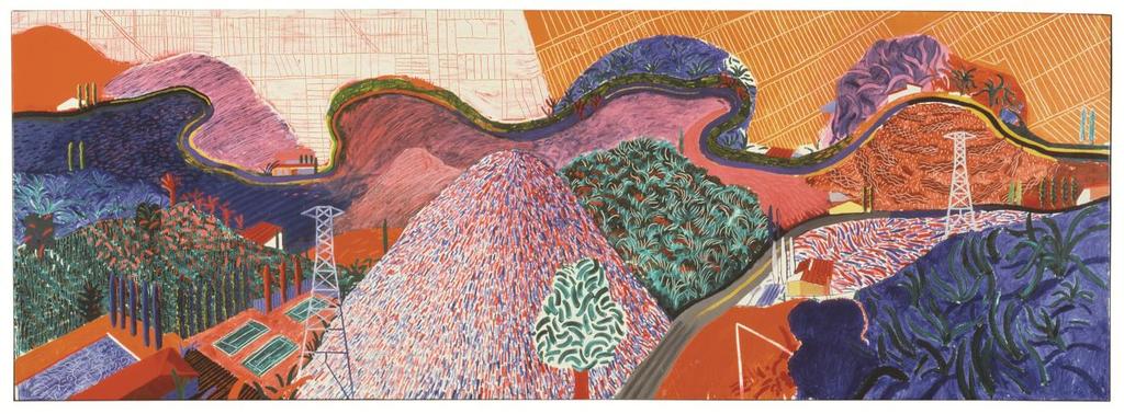 Los Angeles Diversity David Hockney (England, active United States, b. 1937) Mulholland Drive: The Road to the Studio, 1980 Acrylic on canvas LACMA, Purchased with funds provided by the F.