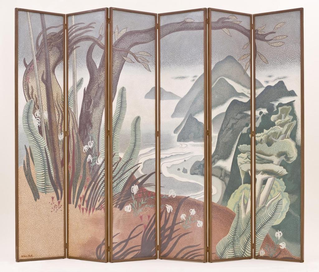 Millard Sheets (United States, 1907 1989), Screen, probably 1930s, Oil on canvas on board, Purchased with funds provided by the American Art Council Fund, the Decorative Arts and Design Council Fund,
