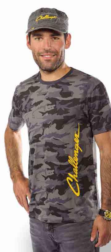 WOMEN S T-SHIRT, CAMOUFLAGE Women s t-shirt with a round neckline in grey camouflage pattern with the yellow Challenger logo