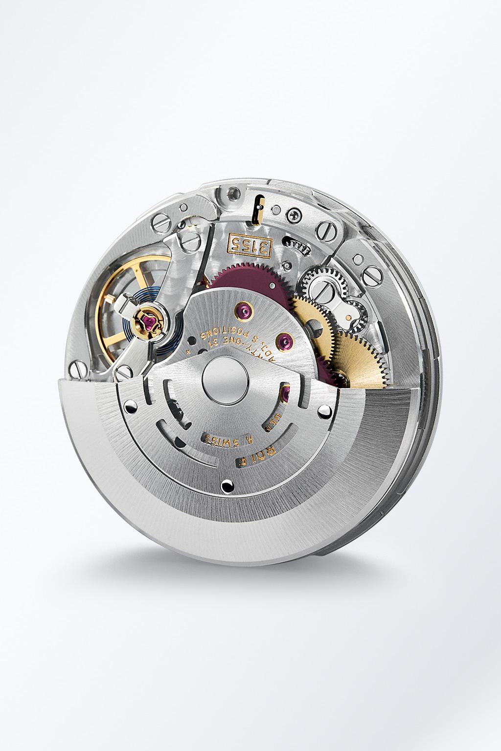 Features 3155 MOVEMENT The Day-Date 36 is equipped with calibre 3155, a self winding mechanical movement entirely developed and manufactured by Rolex.